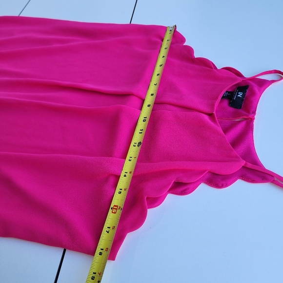 I.N. San Francisco Sleeveless Halter Neck Scalloped Chiffon Shift Dress Pink L - Picture 10 of 13